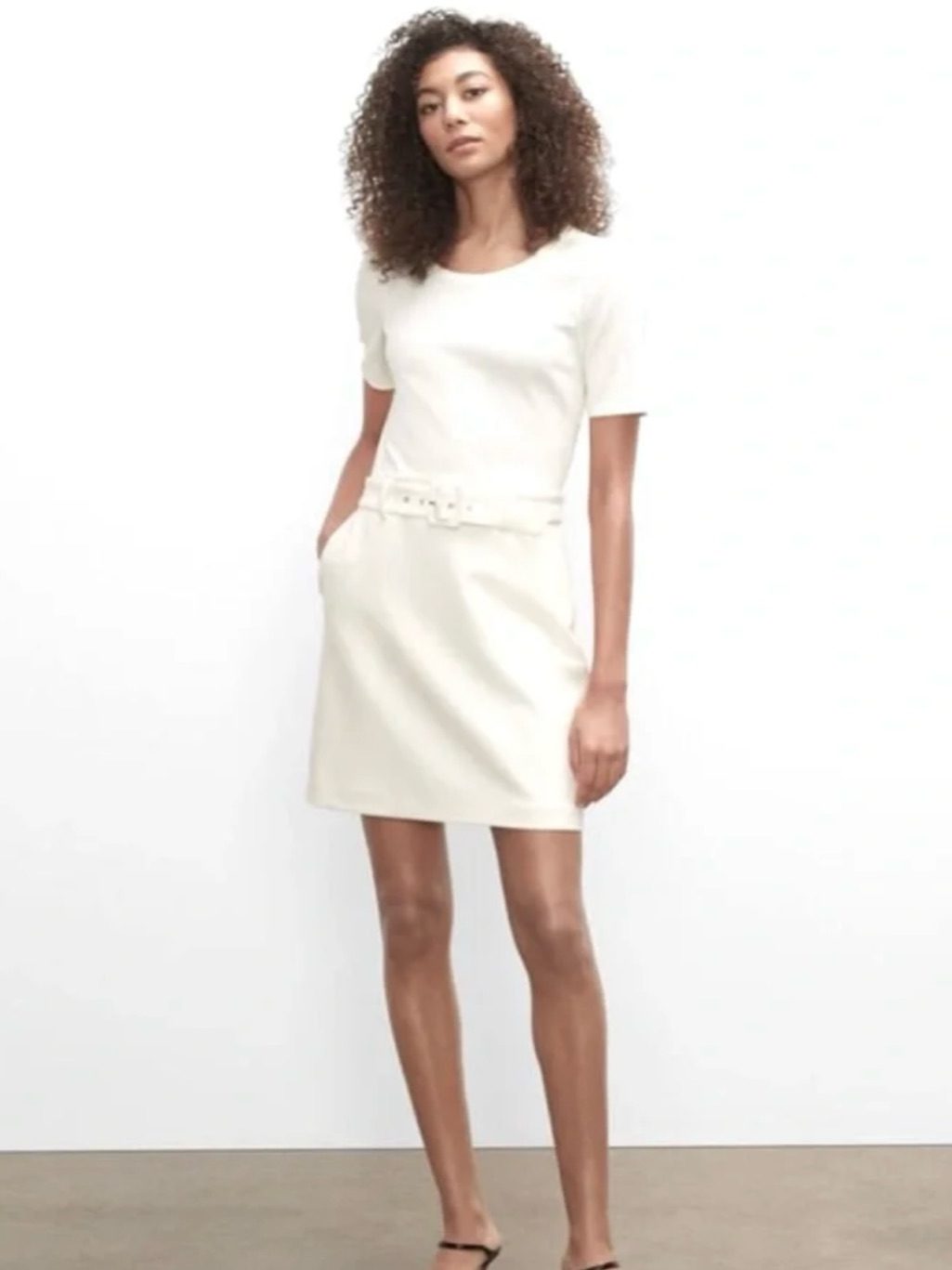 Club Monaco Brand New Cream Belted RibKnit Dress